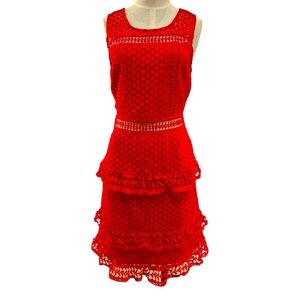 Romeo & Juliet Couture Red Lace Ruffle Dress Size M